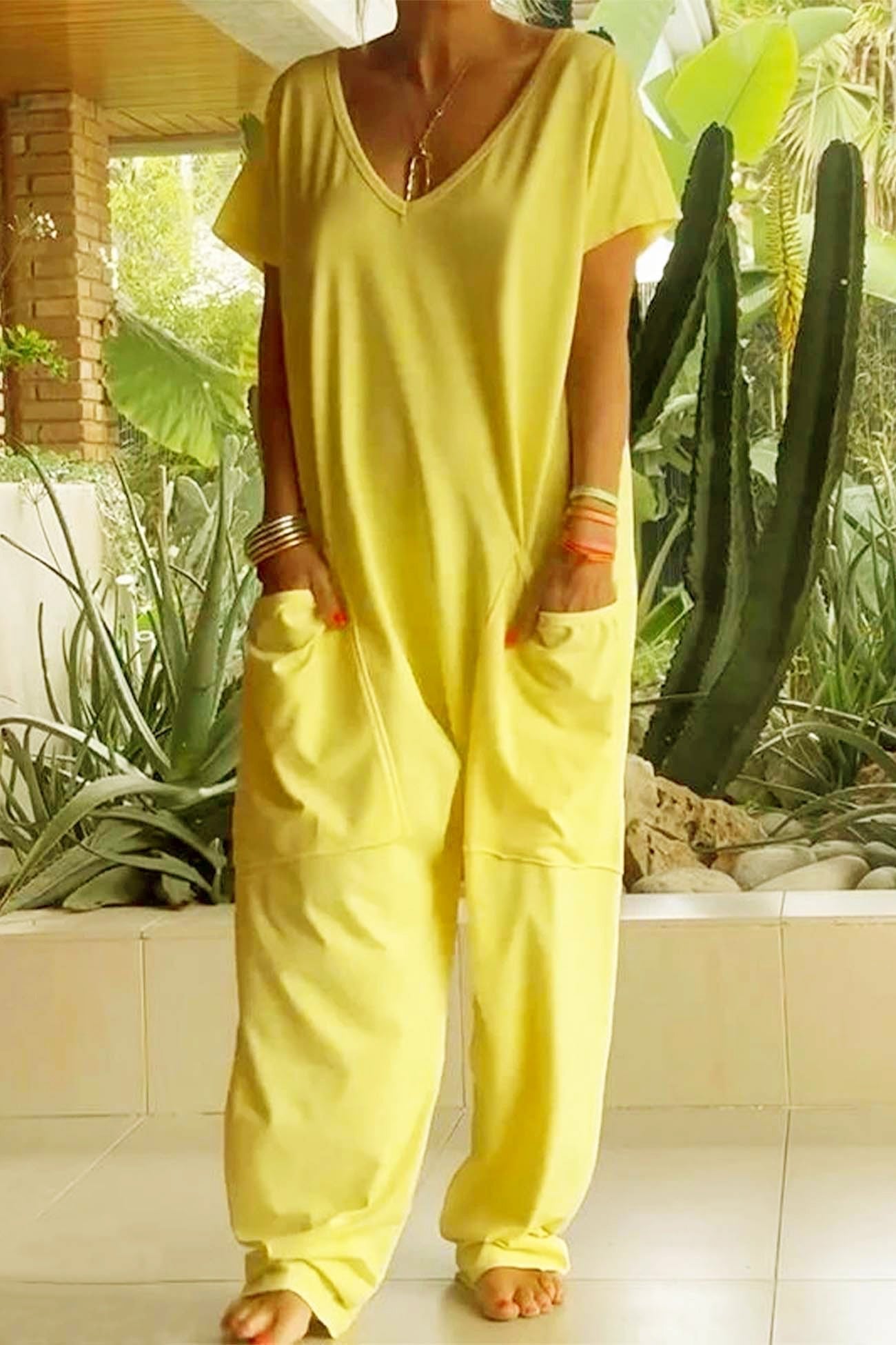 V-Neck Wide Leg Jumpsuit for Women – Celeste