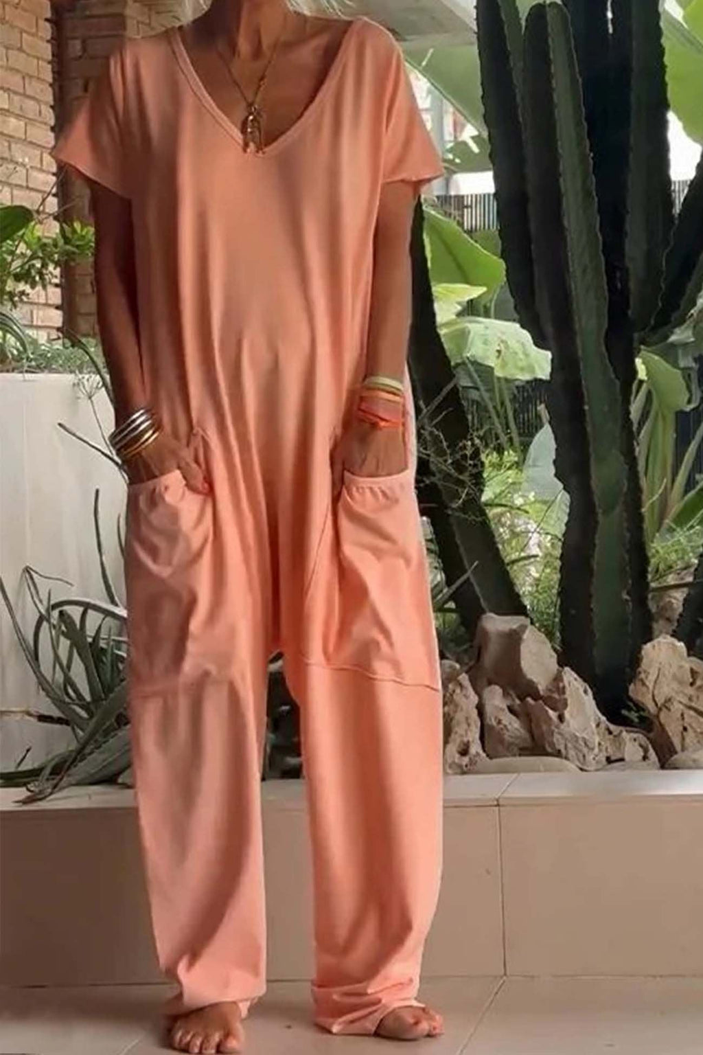 V-Neck Wide Leg Jumpsuit for Women – Celeste