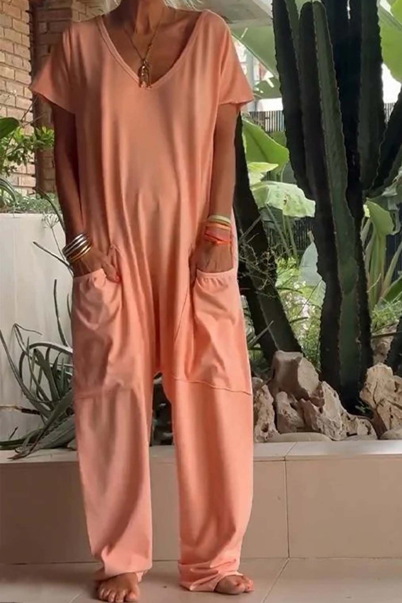 V-Neck Wide Leg Jumpsuit for Women – Celeste