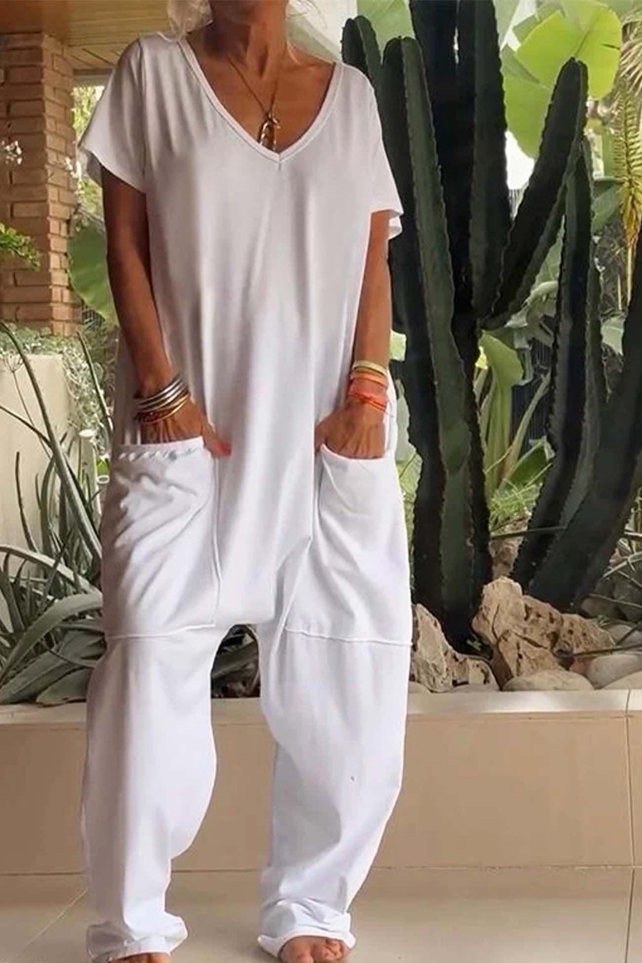 V-Neck Wide Leg Jumpsuit for Women – Celeste