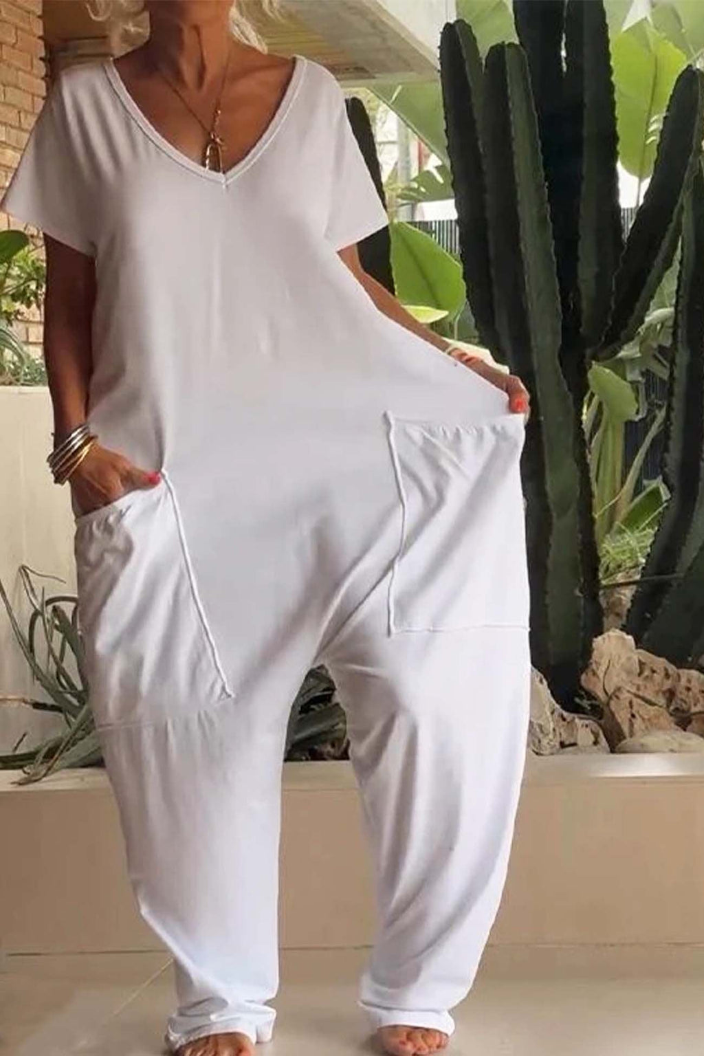 V-Neck Wide Leg Jumpsuit for Women – Celeste