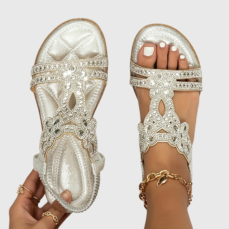 Elegant Orthopedic Sandals with Decorative Stone Detail