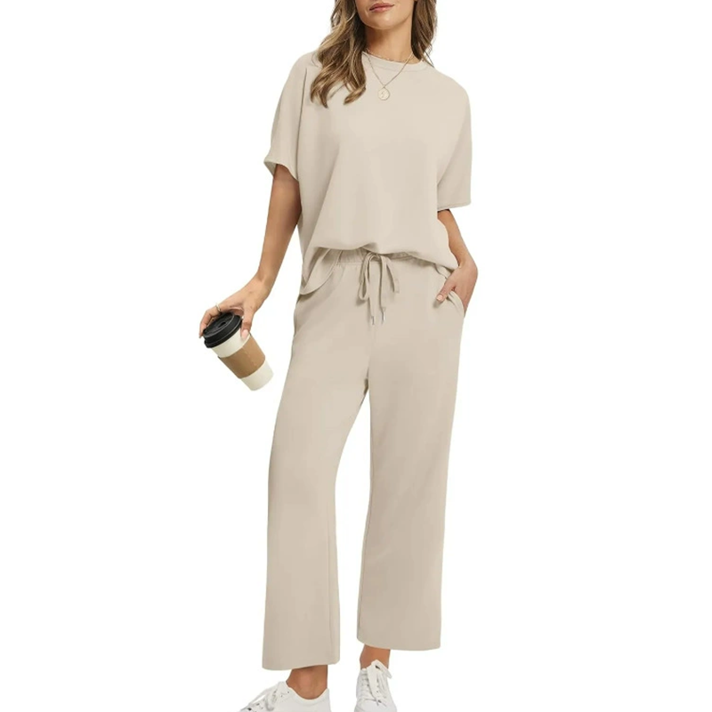 Aesthetic Casual Two-Piece Matching Top and Pants Set for Women