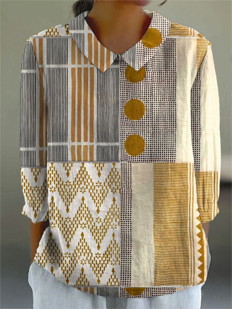 Artistic Patchwork Statement Blouse for Women