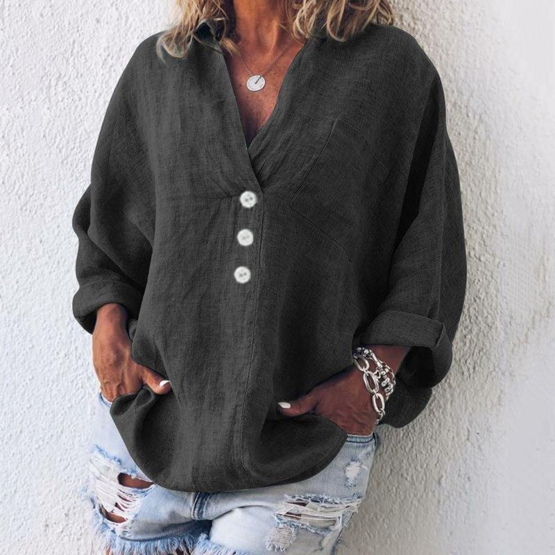 V-Neck Button-Down Blouse for Women – Evangeline