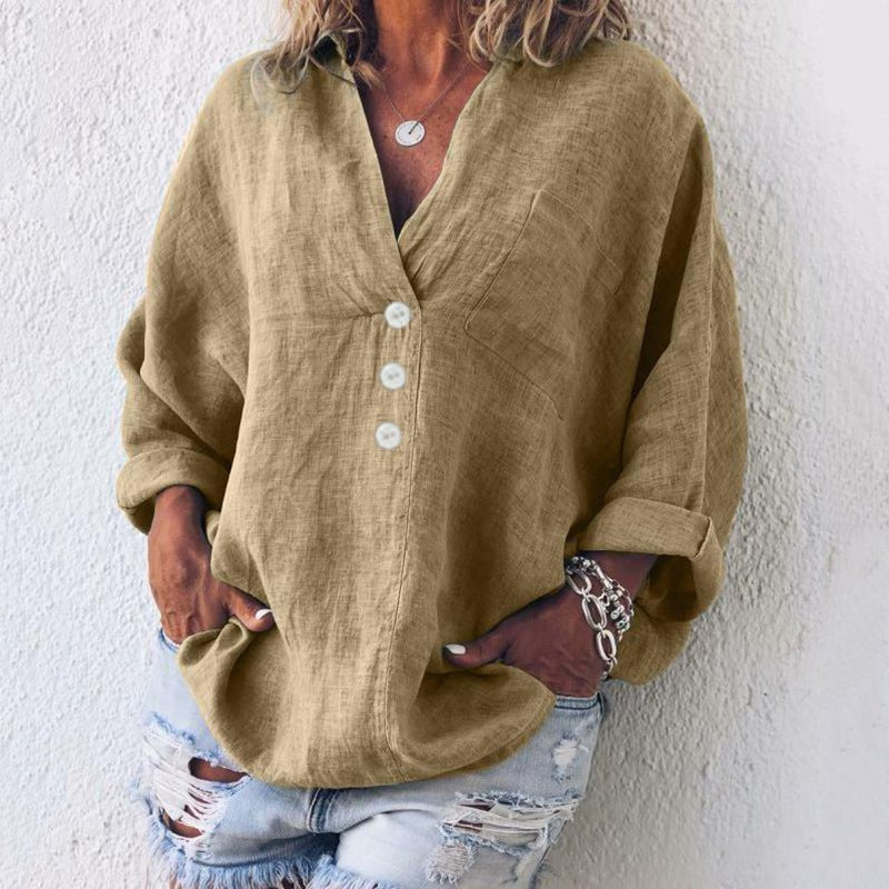 V-Neck Button-Down Blouse for Women – Evangeline