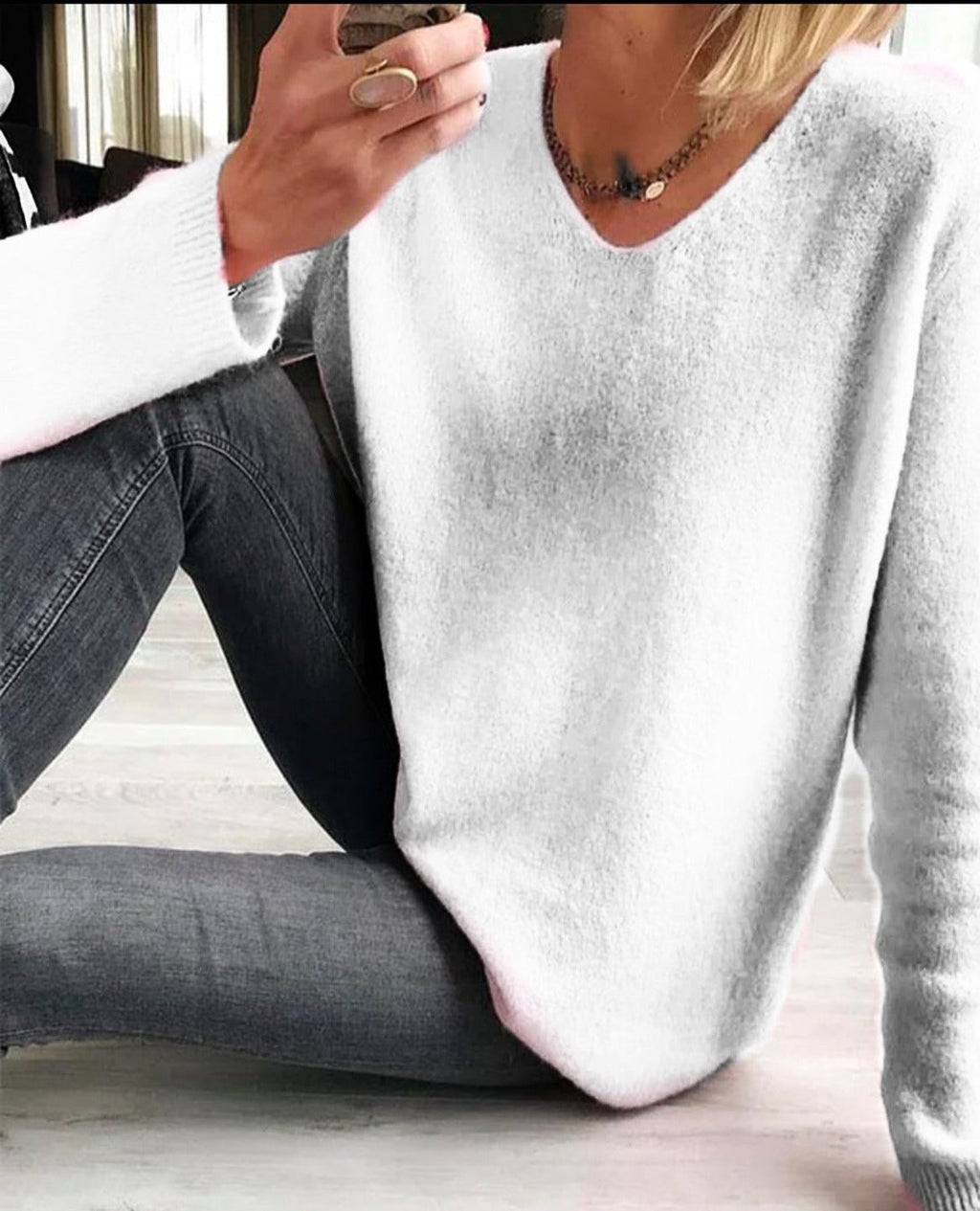 V-Neck Long Sleeve Sweater for Women – Evelina