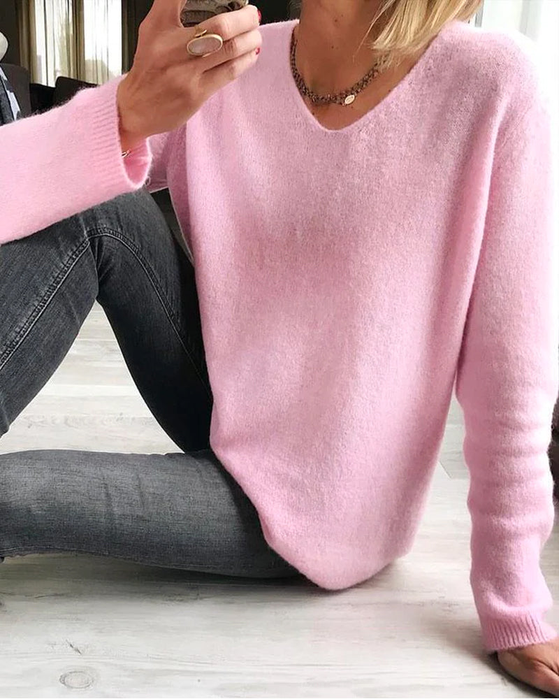 V-Neck Long Sleeve Sweater for Women – Evelina
