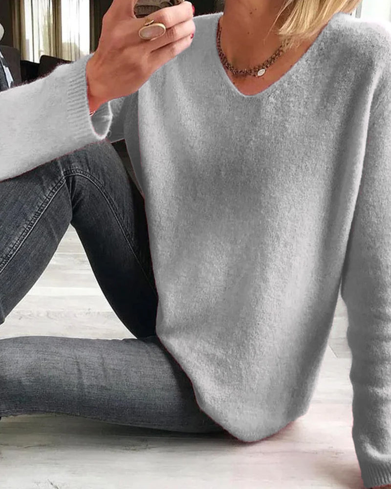 V-Neck Long Sleeve Sweater for Women – Evelina