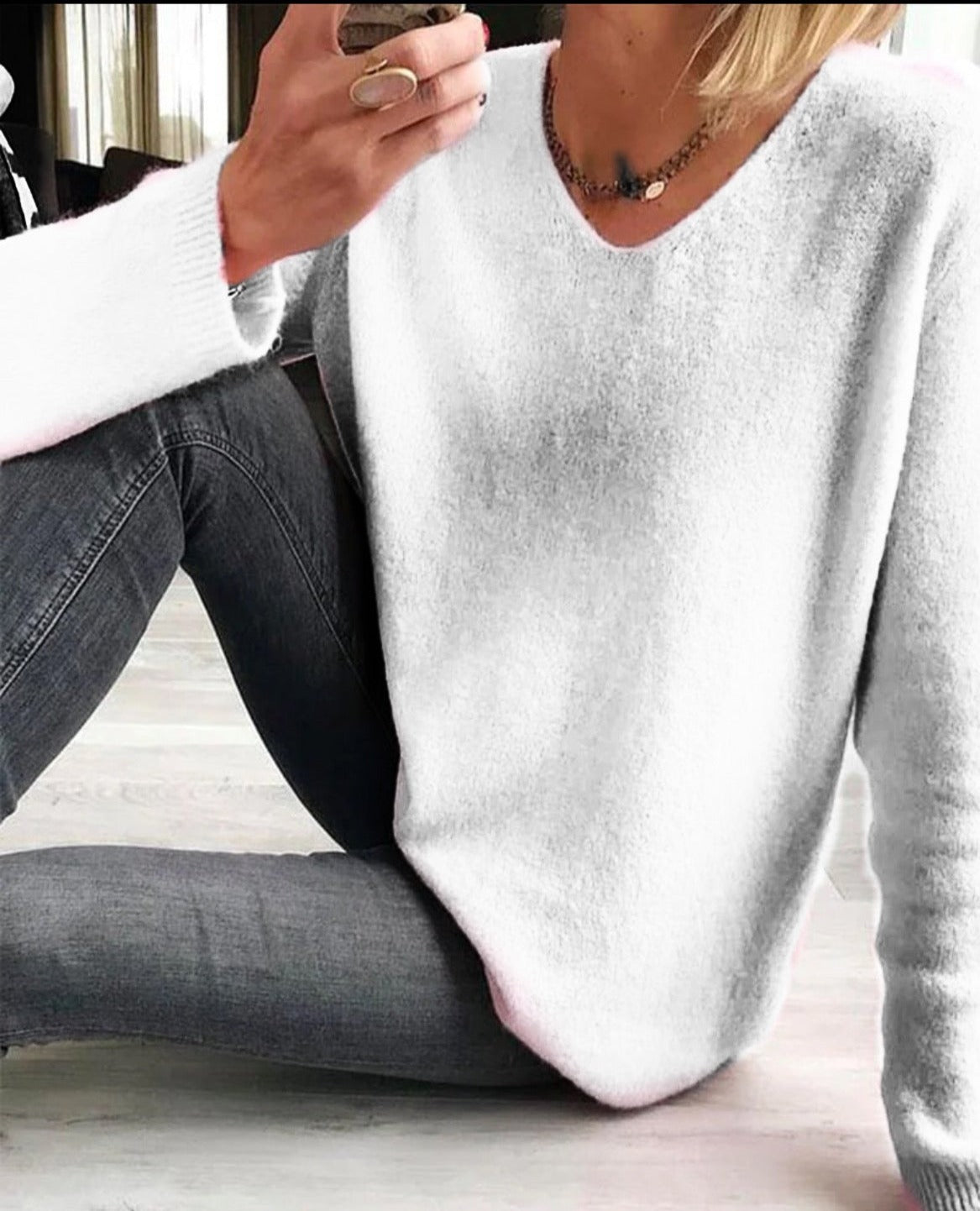 V-Neck Long Sleeve Sweater for Women – Evelina