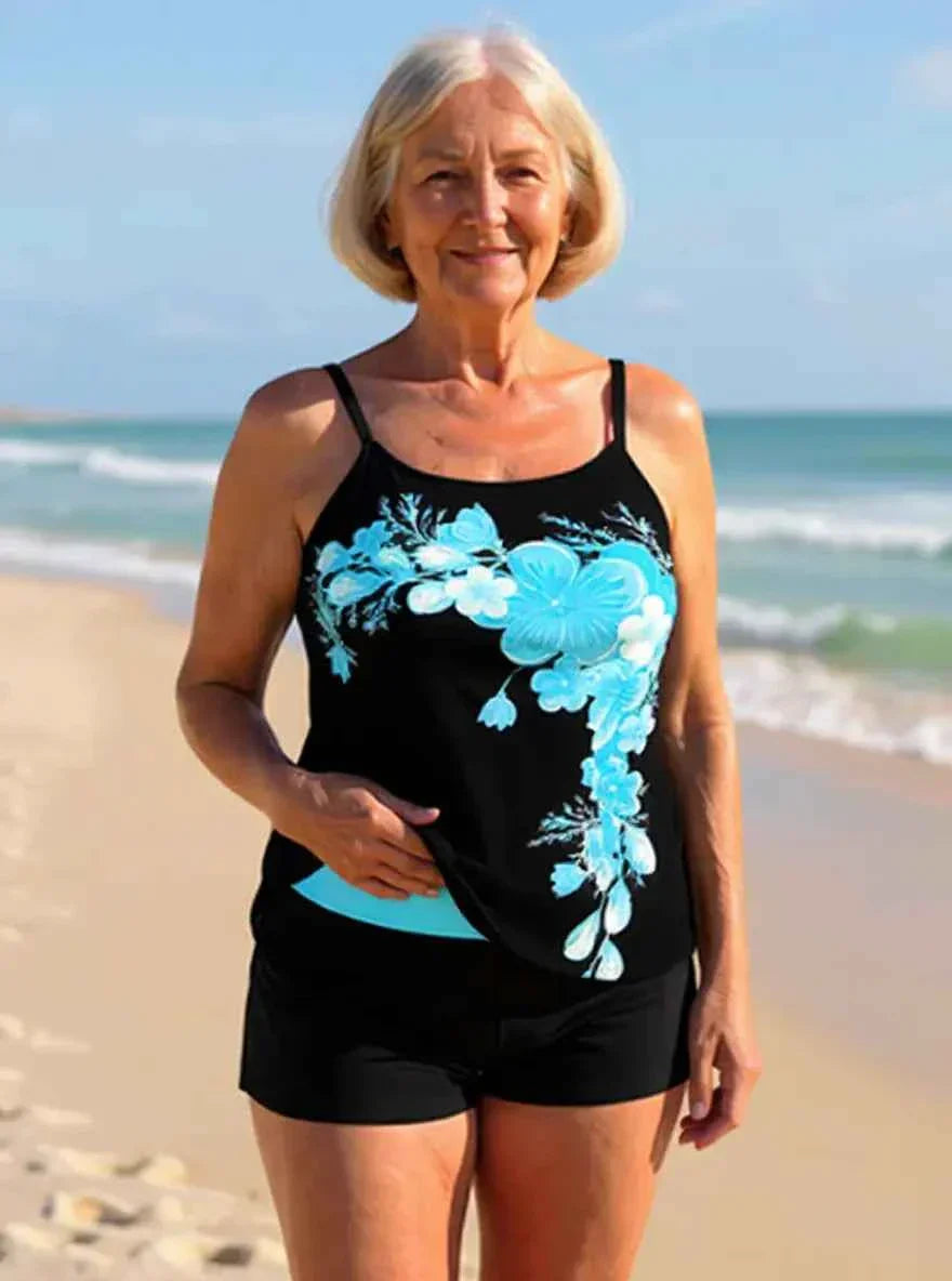 Avery Floral Criss-Cross Halter Tankini Set