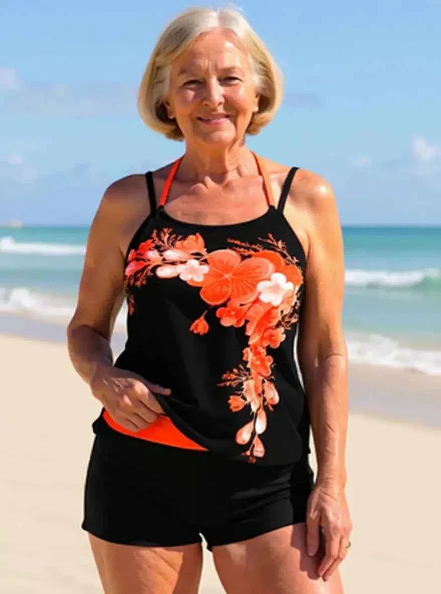 Avery Floral Criss-Cross Halter Tankini Set