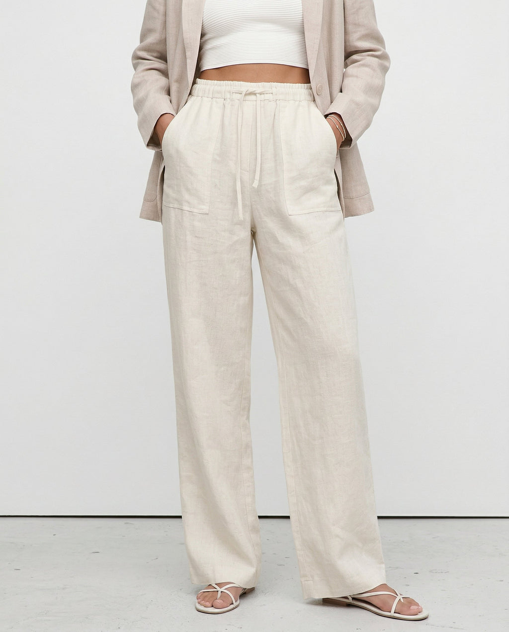 Relaxed Straight Leg Drawstring Pants for Women Over 45