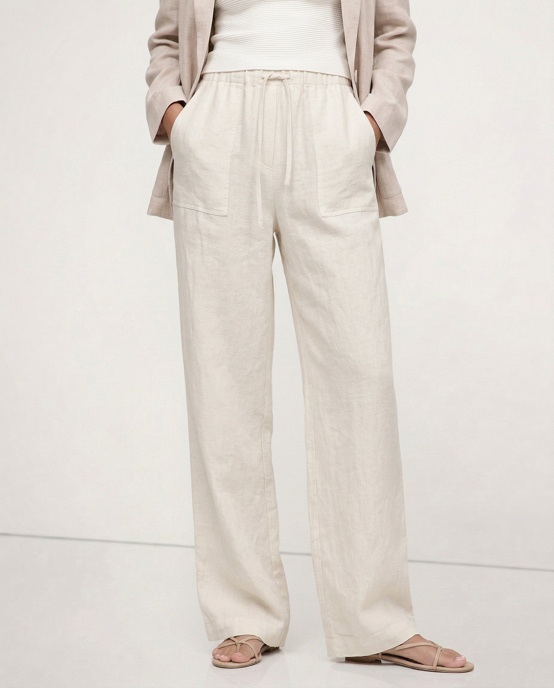 Relaxed Straight Leg Drawstring Pants for Women Over 45