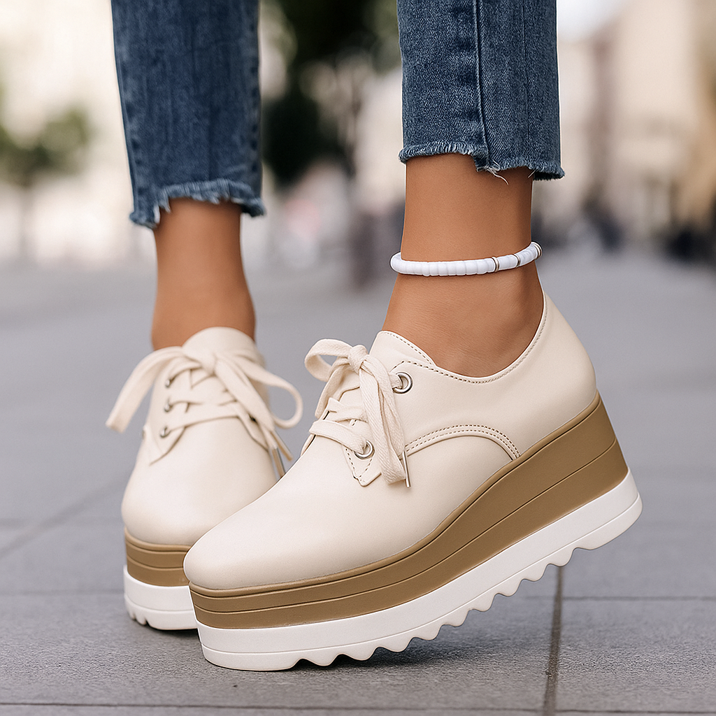 Lace-Up Orthopedic Stacked Platform Heels for All-Day Comfort