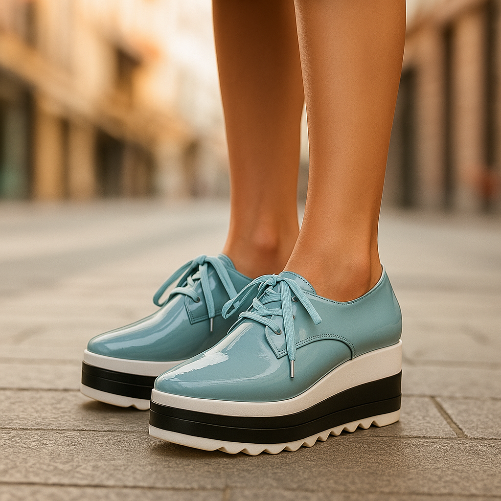 Lace-Up Orthopedic Stacked Platform Heels for All-Day Comfort