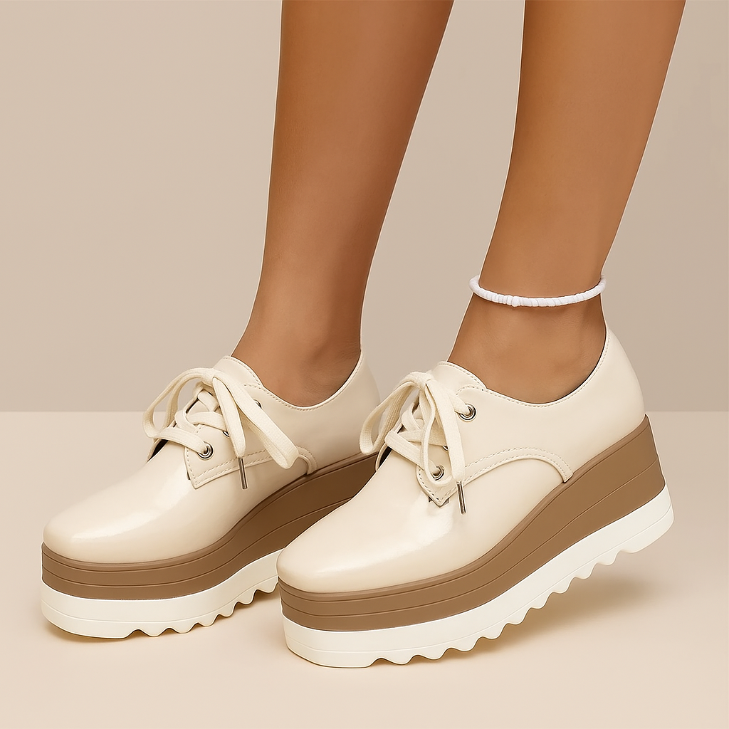 Lace-Up Orthopedic Stacked Platform Heels for All-Day Comfort
