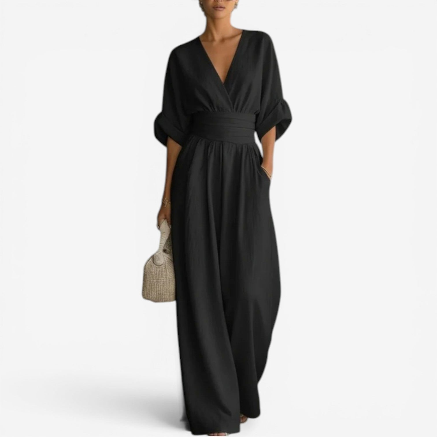 Elegant Cinched Waist Flowy Jumpsuit for Effortless Style