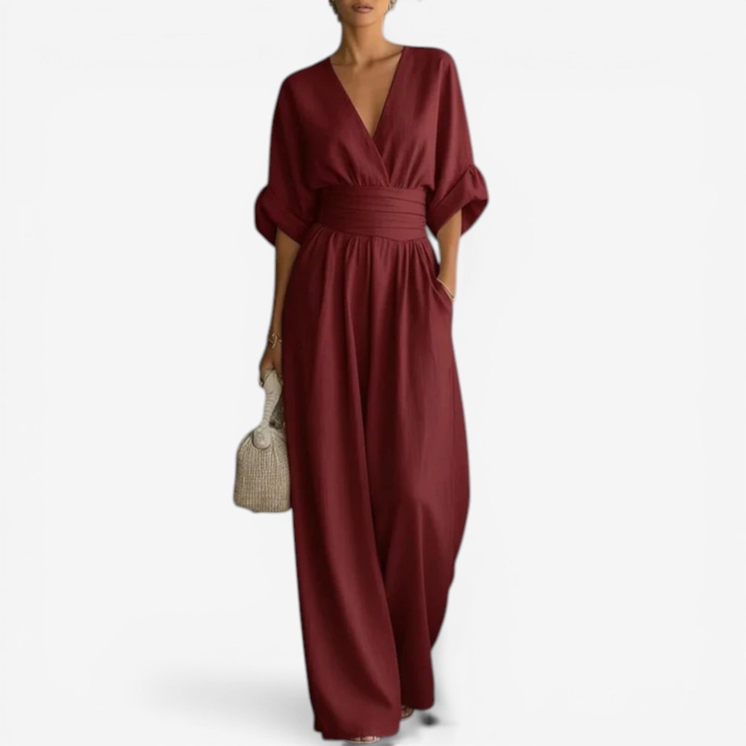 Elegant Cinched Waist Flowy Jumpsuit for Effortless Style