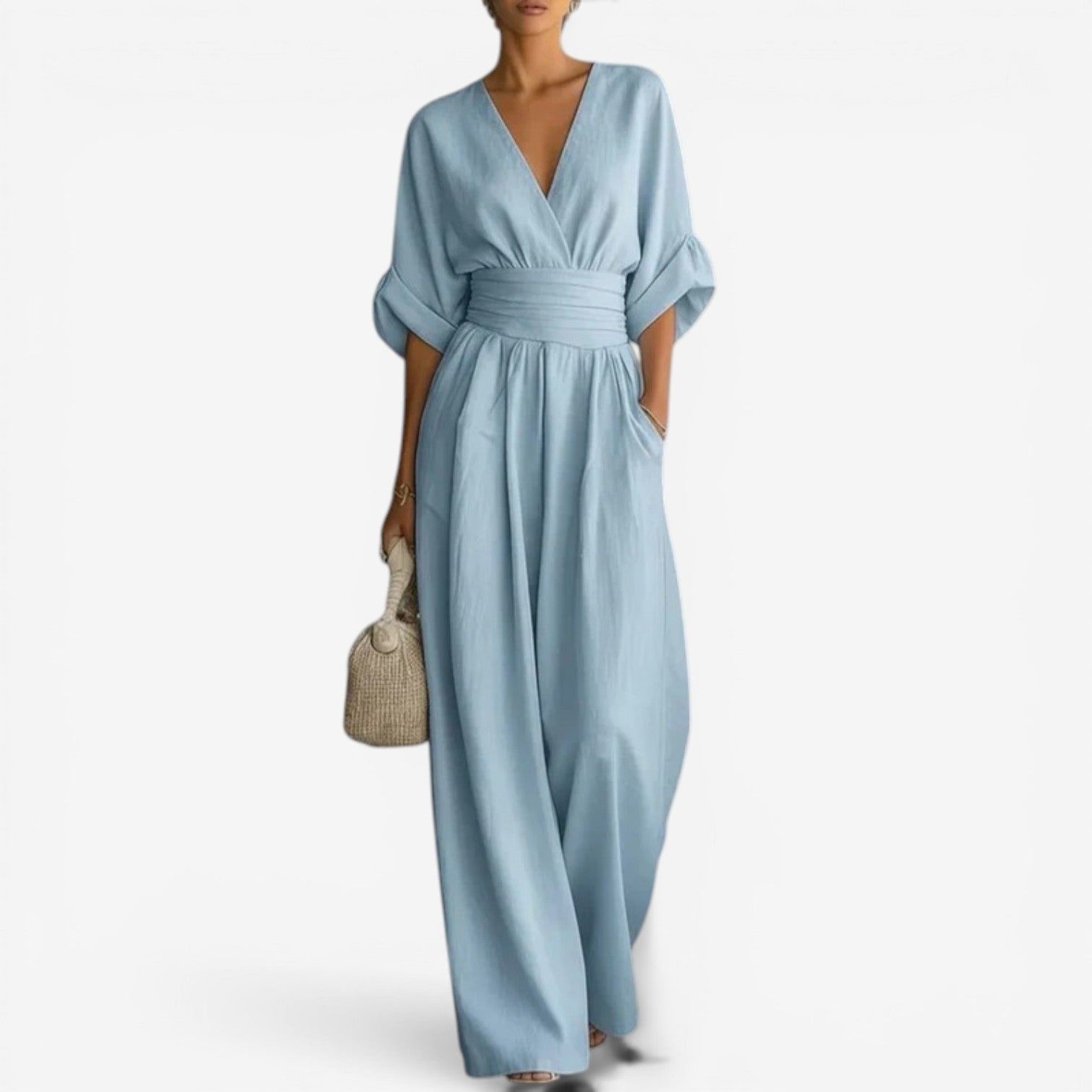 Elegant Cinched Waist Flowy Jumpsuit for Effortless Style