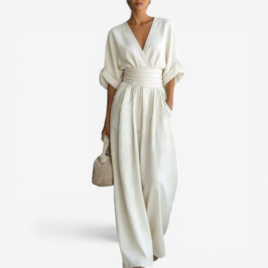 Elegant Cinched Waist Flowy Jumpsuit for Effortless Style