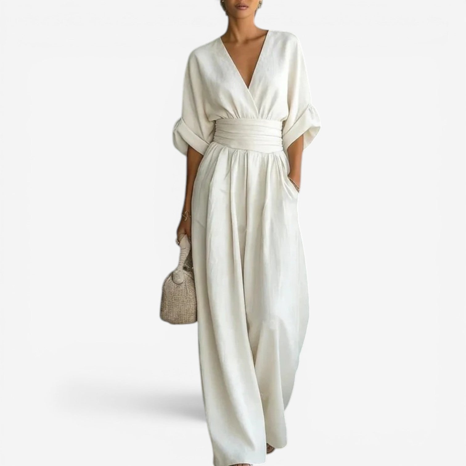 Elegant Cinched Waist Flowy Jumpsuit for Effortless Style