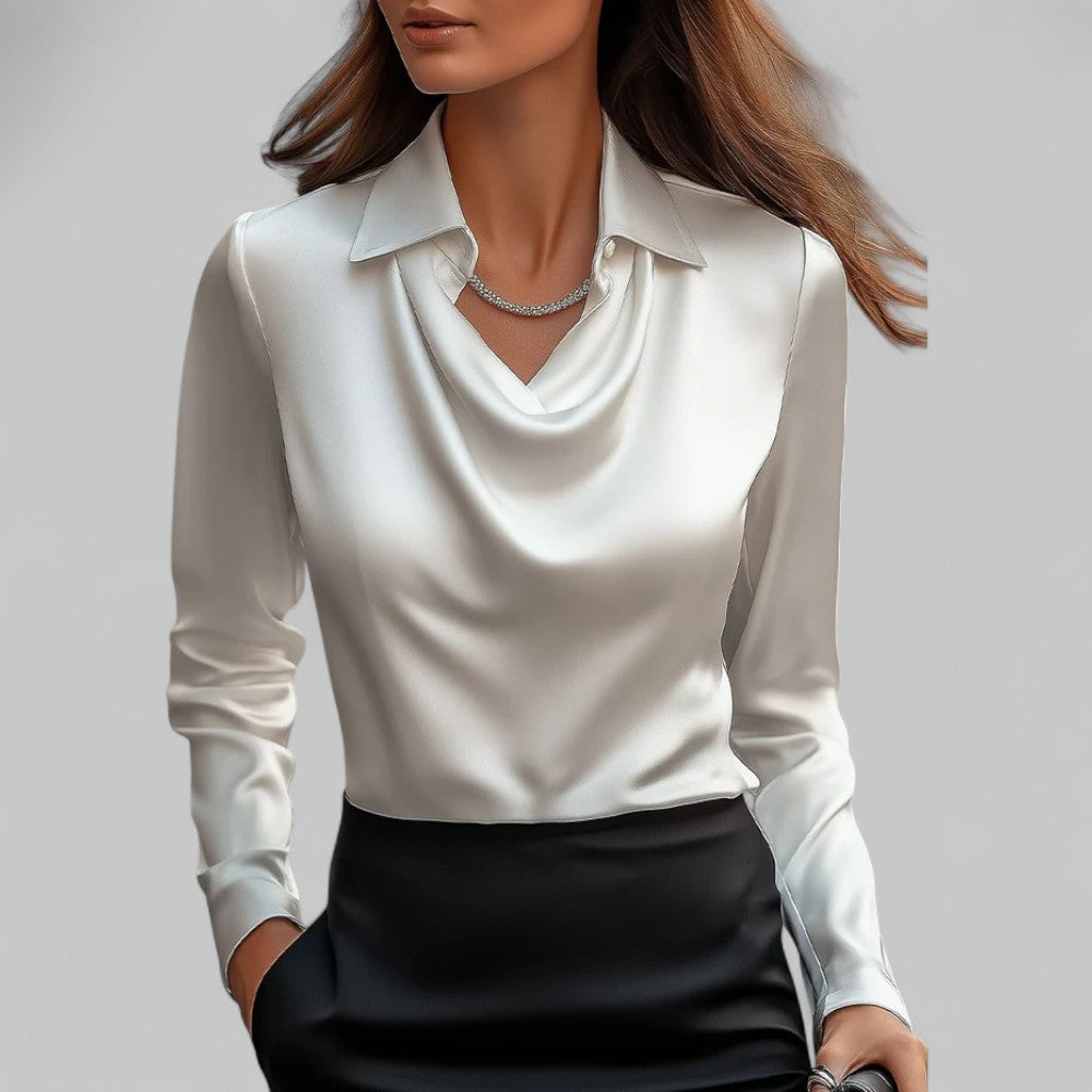 Rose | Women’s Draped Neck Long Sleeve Blouses