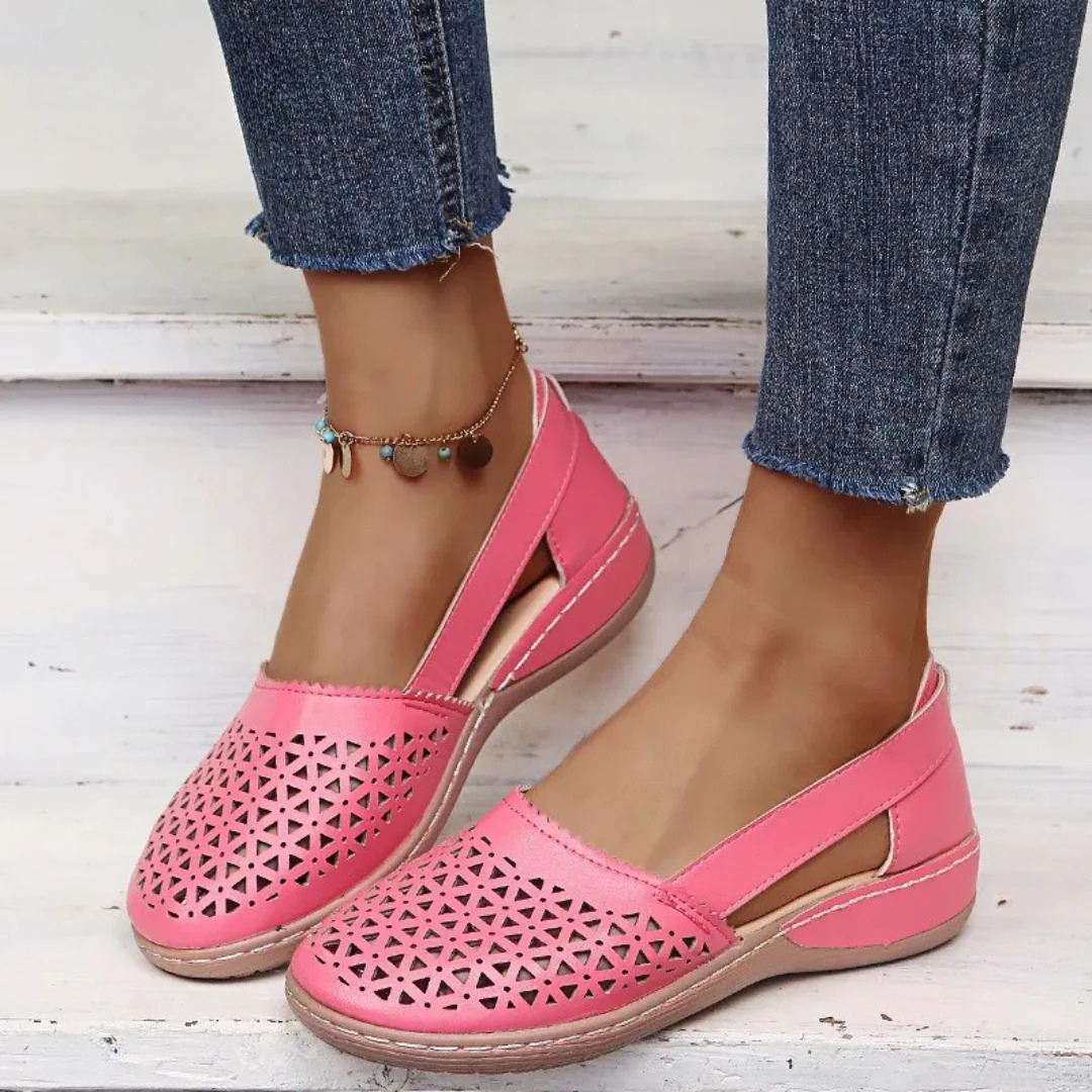 Orthopedic Slip-On Flats with Arch Support & Cutout Detail