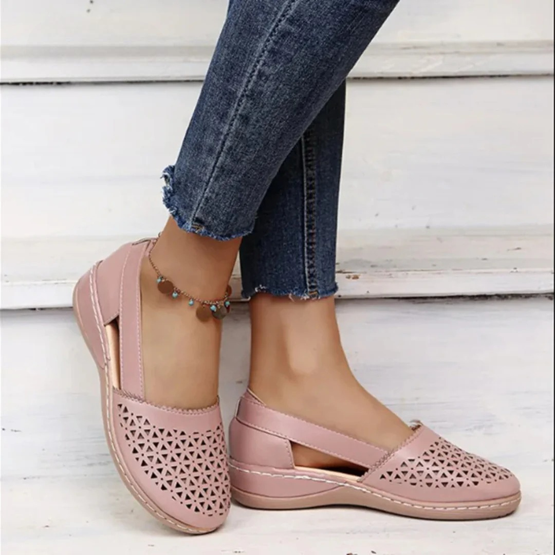 Orthopedic Slip-On Flats with Arch Support & Cutout Detail
