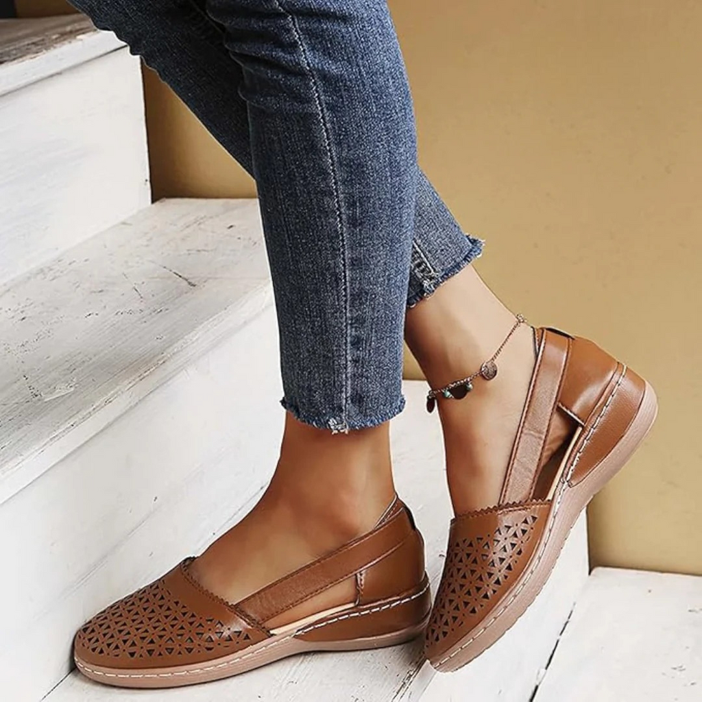 Orthopedic Slip-On Flats with Arch Support & Cutout Detail