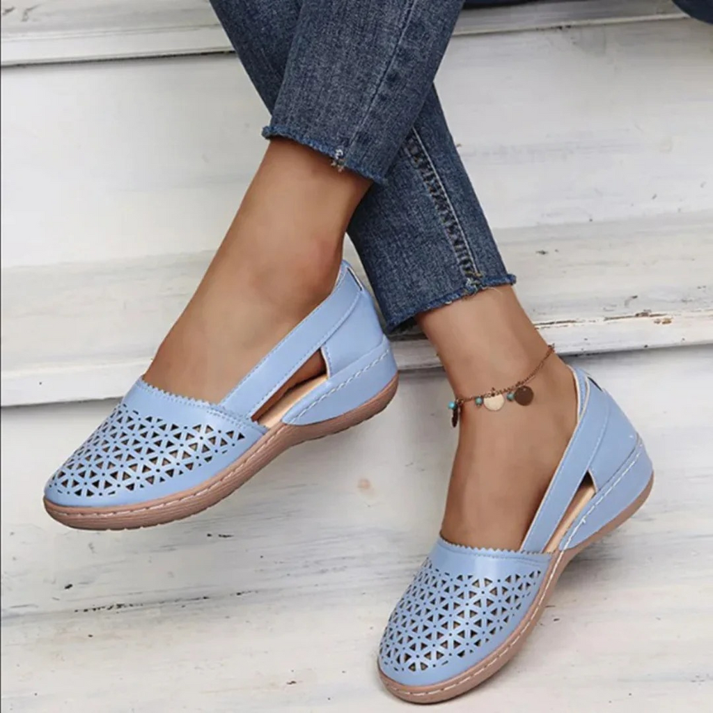 Orthopedic Slip-On Flats with Arch Support & Cutout Detail