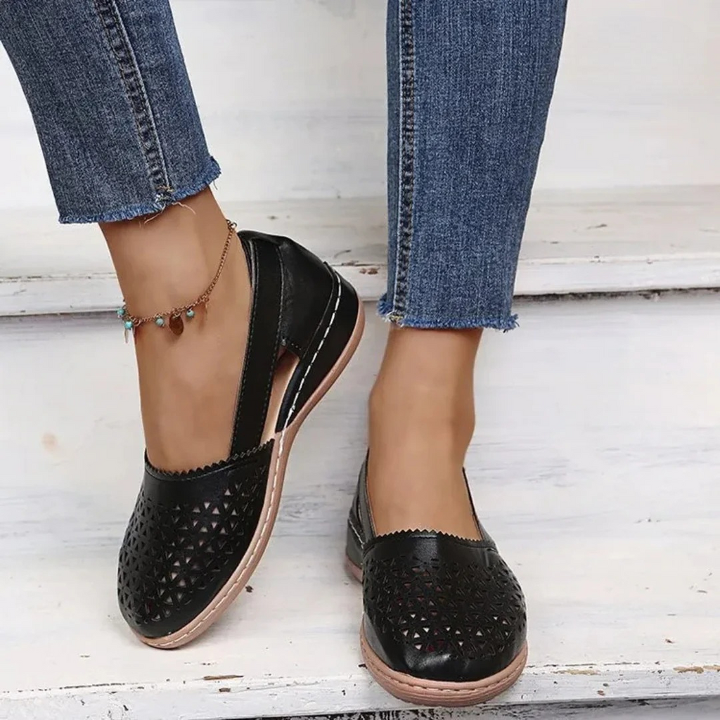 Orthopedic Slip-On Flats with Arch Support & Cutout Detail