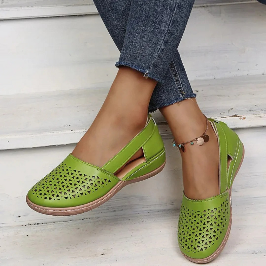 Orthopedic Slip-On Flats with Arch Support & Cutout Detail