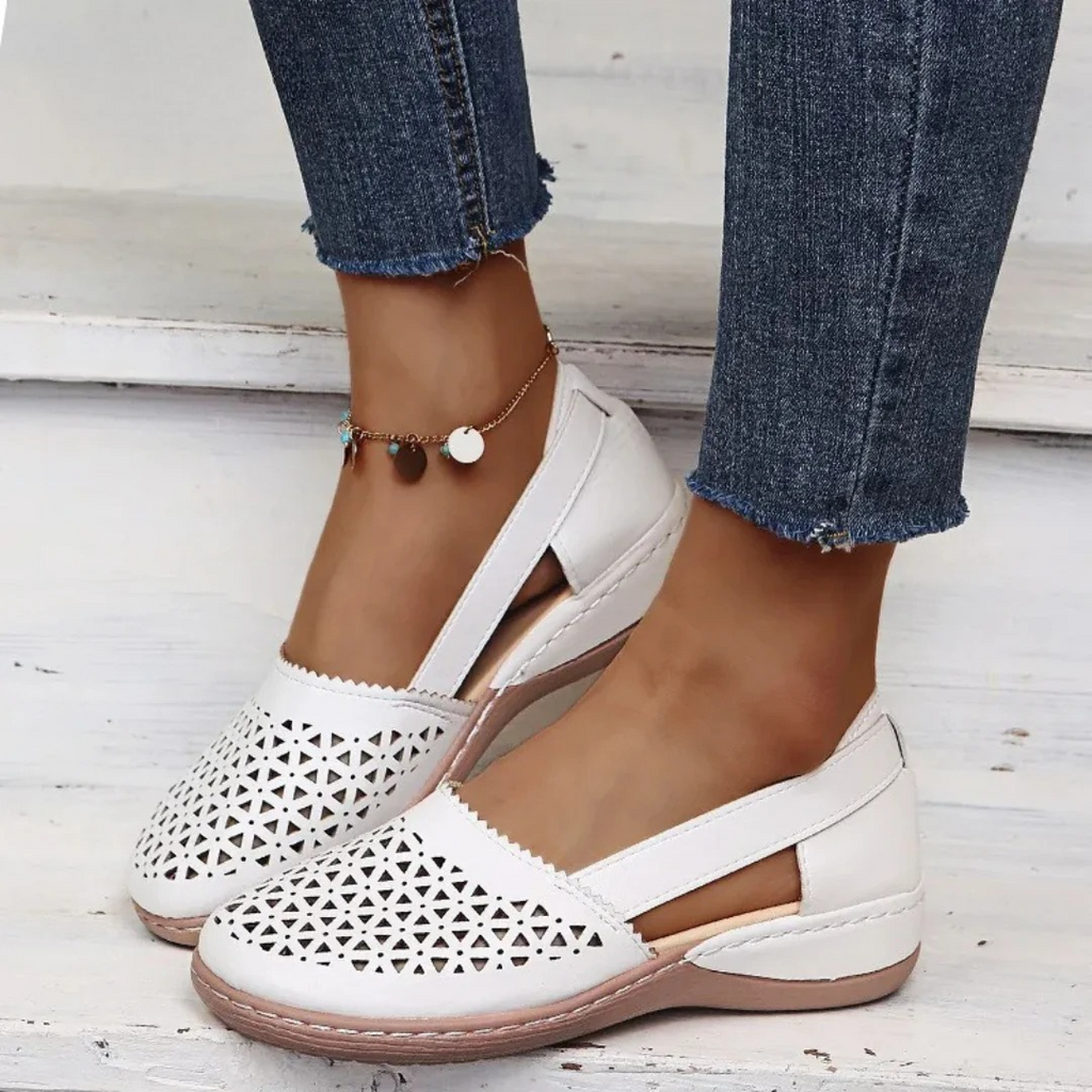 Orthopedic Slip-On Flats with Arch Support & Cutout Detail