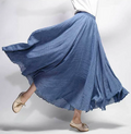 Flowy A-Line Linen Skirt with High-Rise Gathered Waist