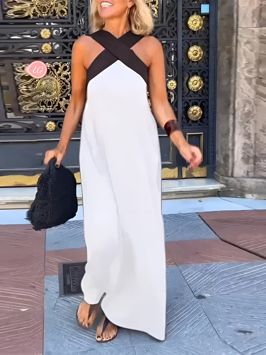 Crossed Neckline Flowy Shoulder Dress for Warm Days