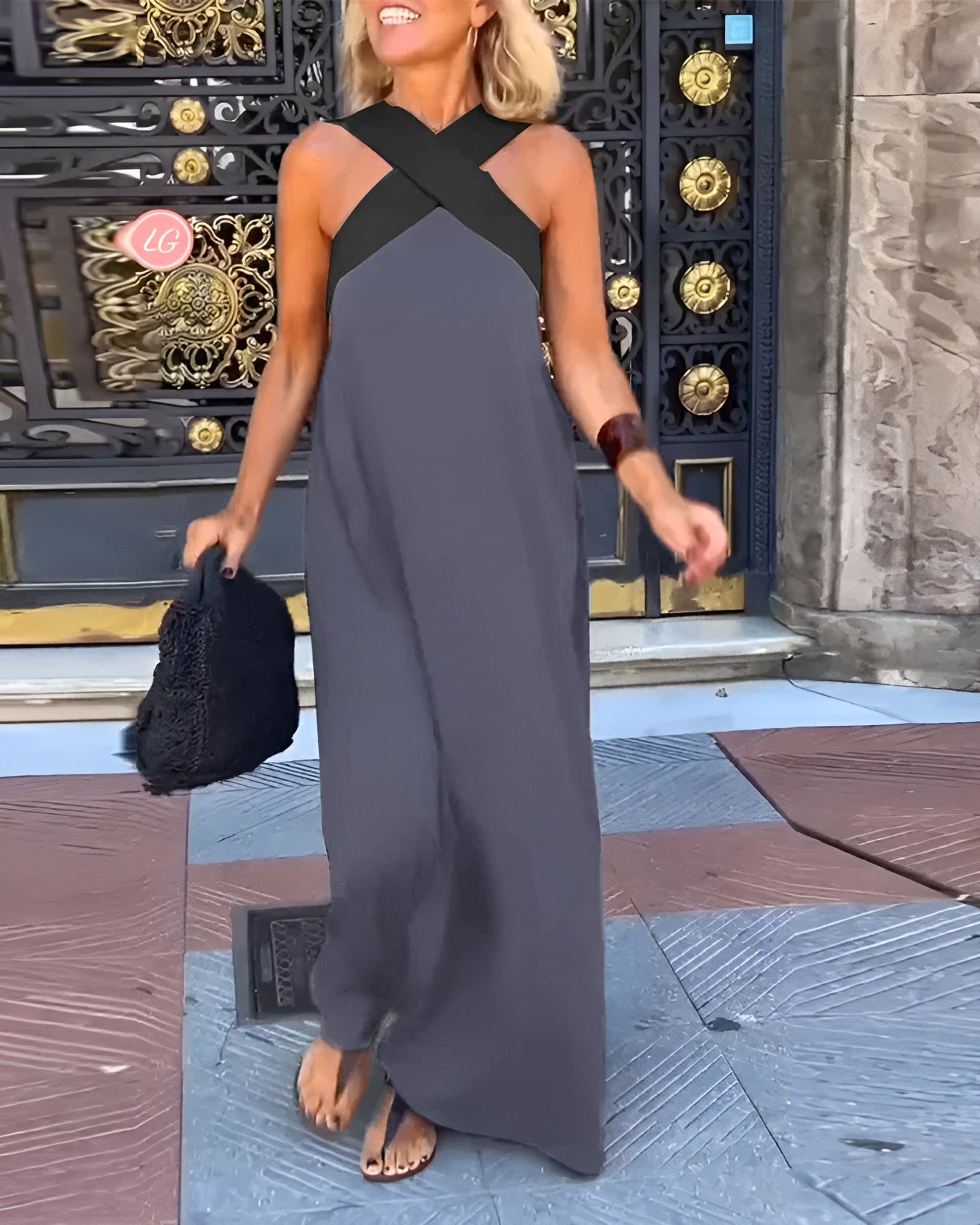 Crossed Neckline Flowy Shoulder Dress for Warm Days