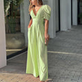 Puff Sleeve Wide Leg Jumpsuit for Women – Marigold