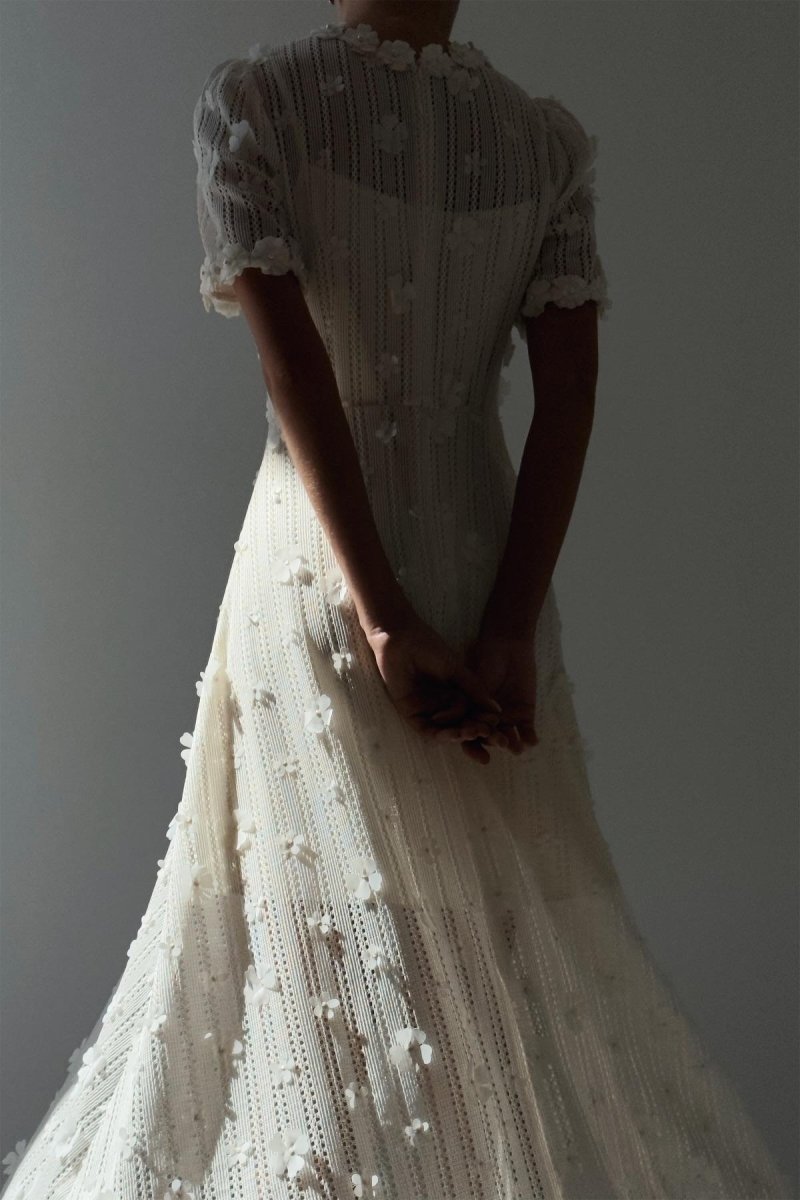 Mónica | Midi Knit Dress With Lace Embroidery