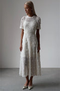 Mónica | Midi Knit Dress With Lace Embroidery