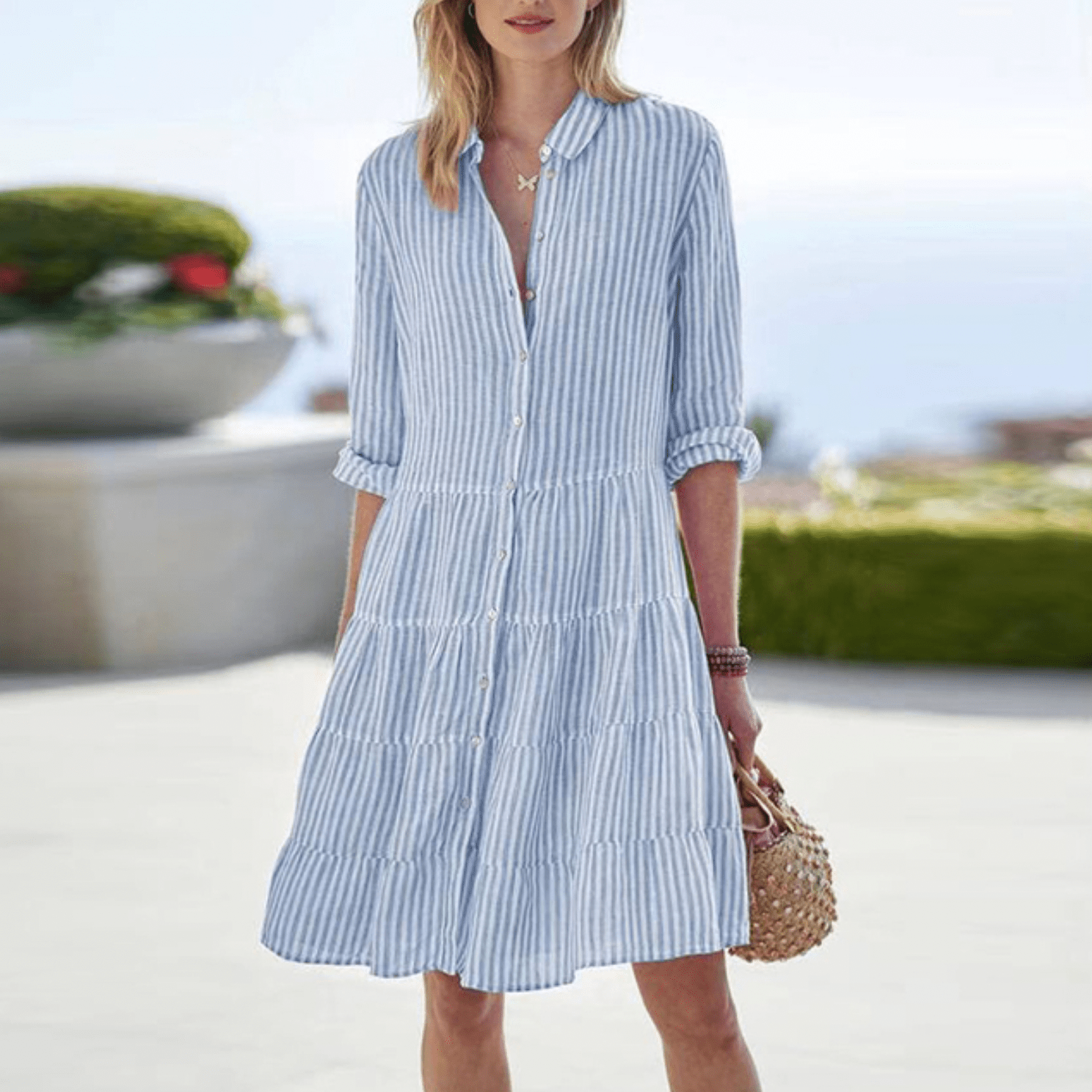 Elegant Striped A-Line Dress for Effortless Summer Style