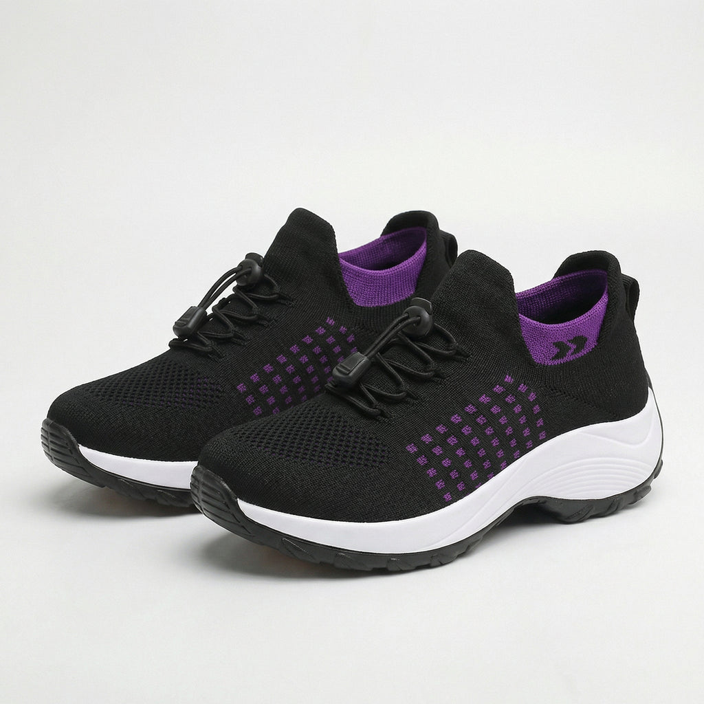 Purple Black Orthopedic Walking Shoes with Arch Support for Women