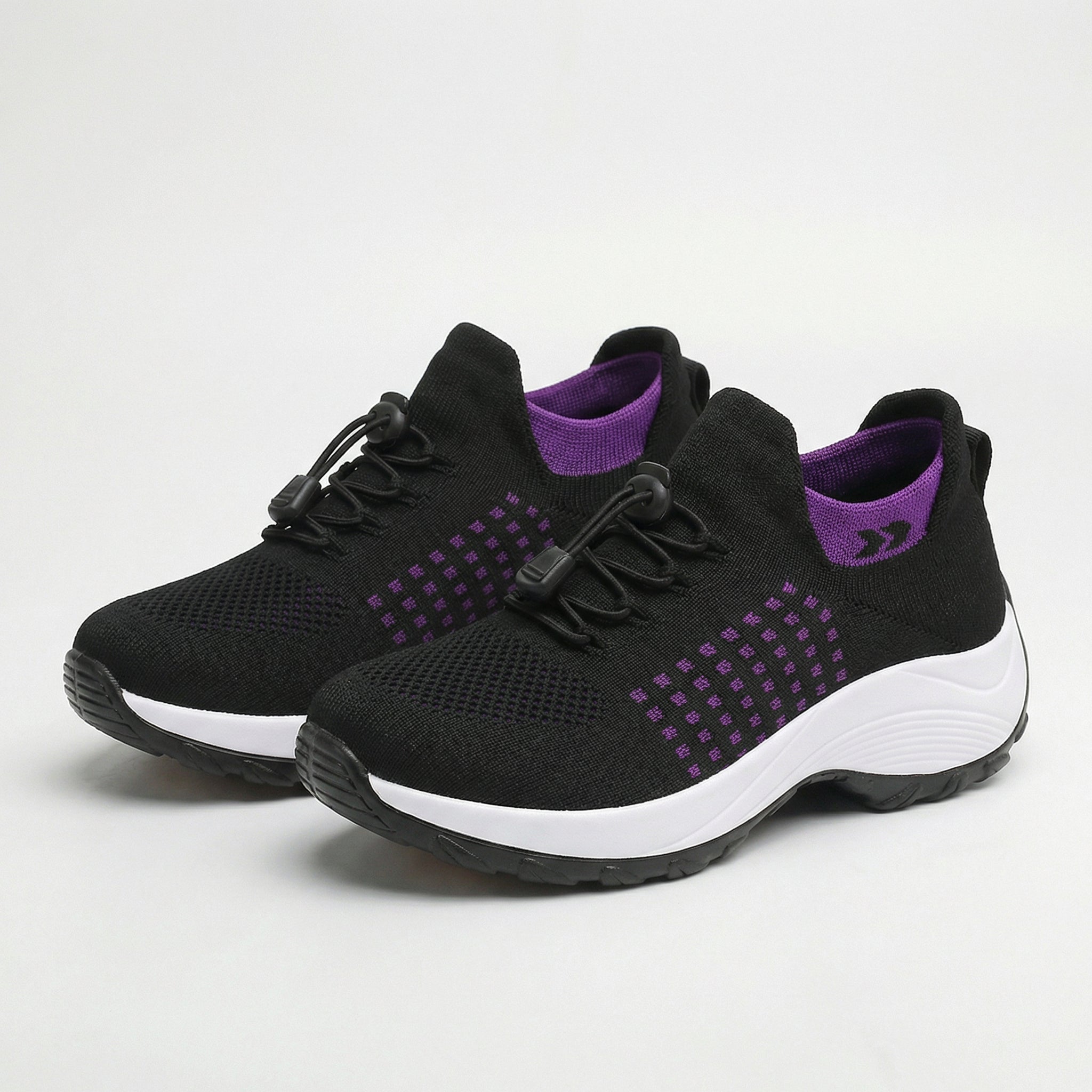 Purple Black Orthopedic Walking Shoes with Arch Support for Women