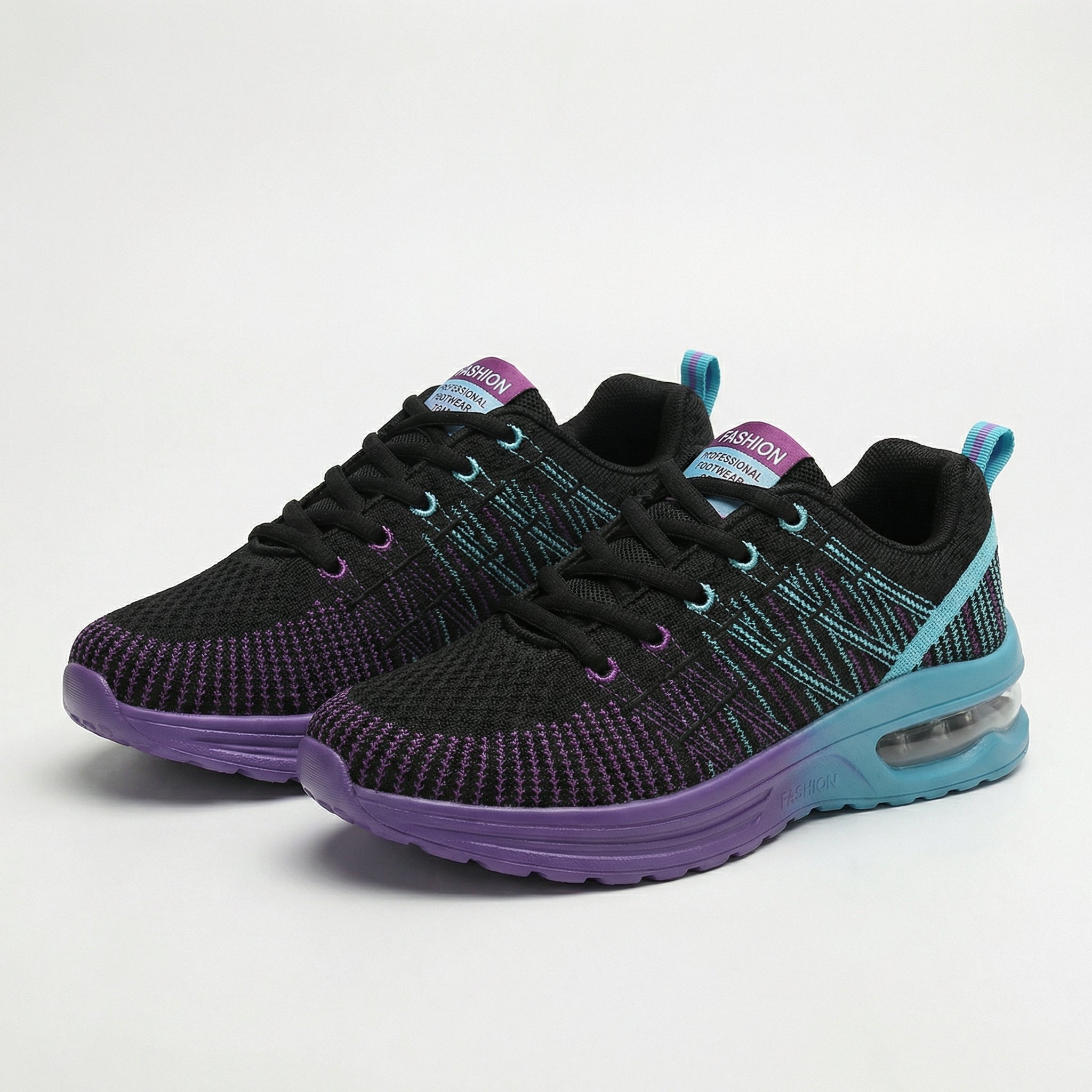 Bold Black Purple Orthopedic Walking Sneakers for Women Over 45