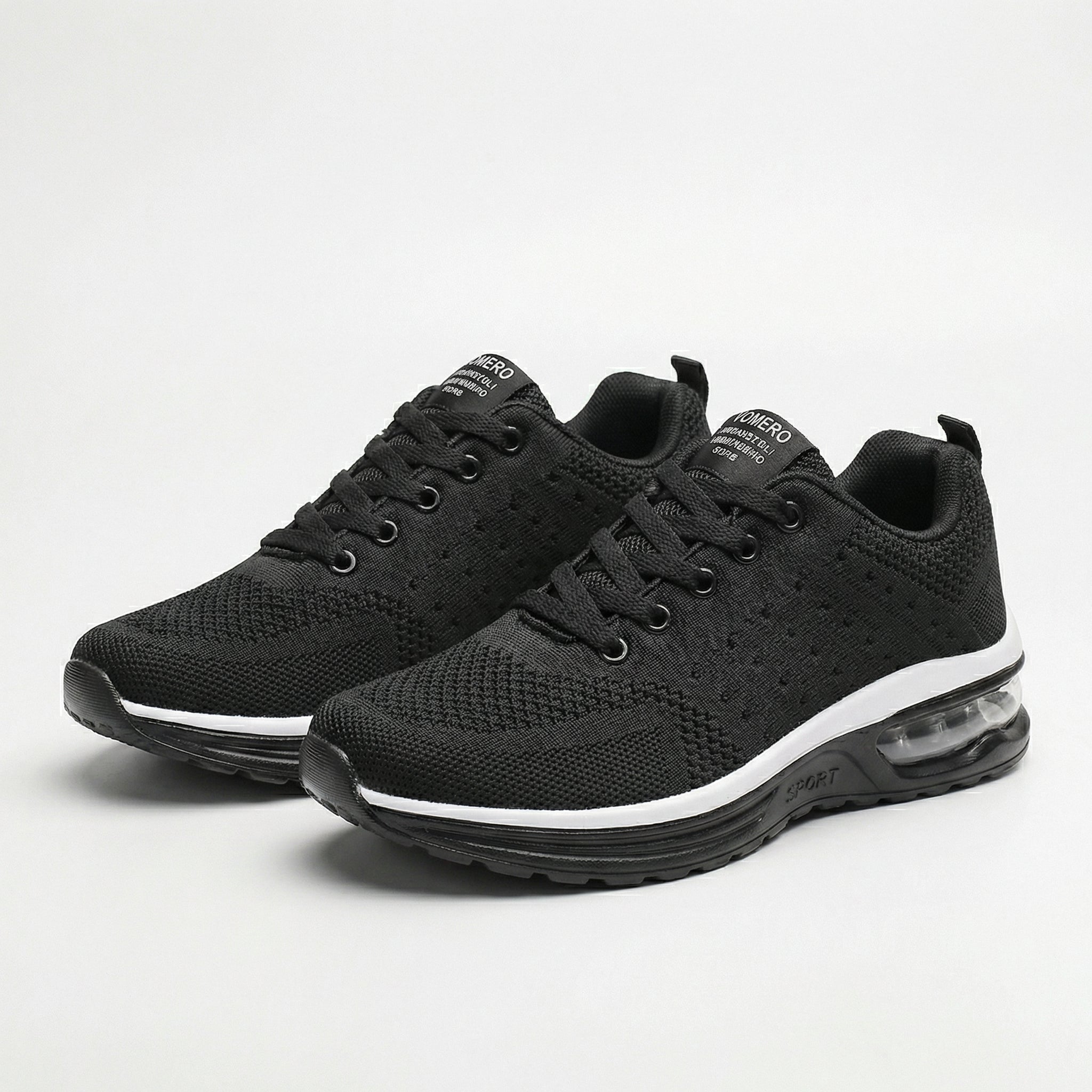 All Black Orthopedic Walking Sneakers with Arch Support for Women