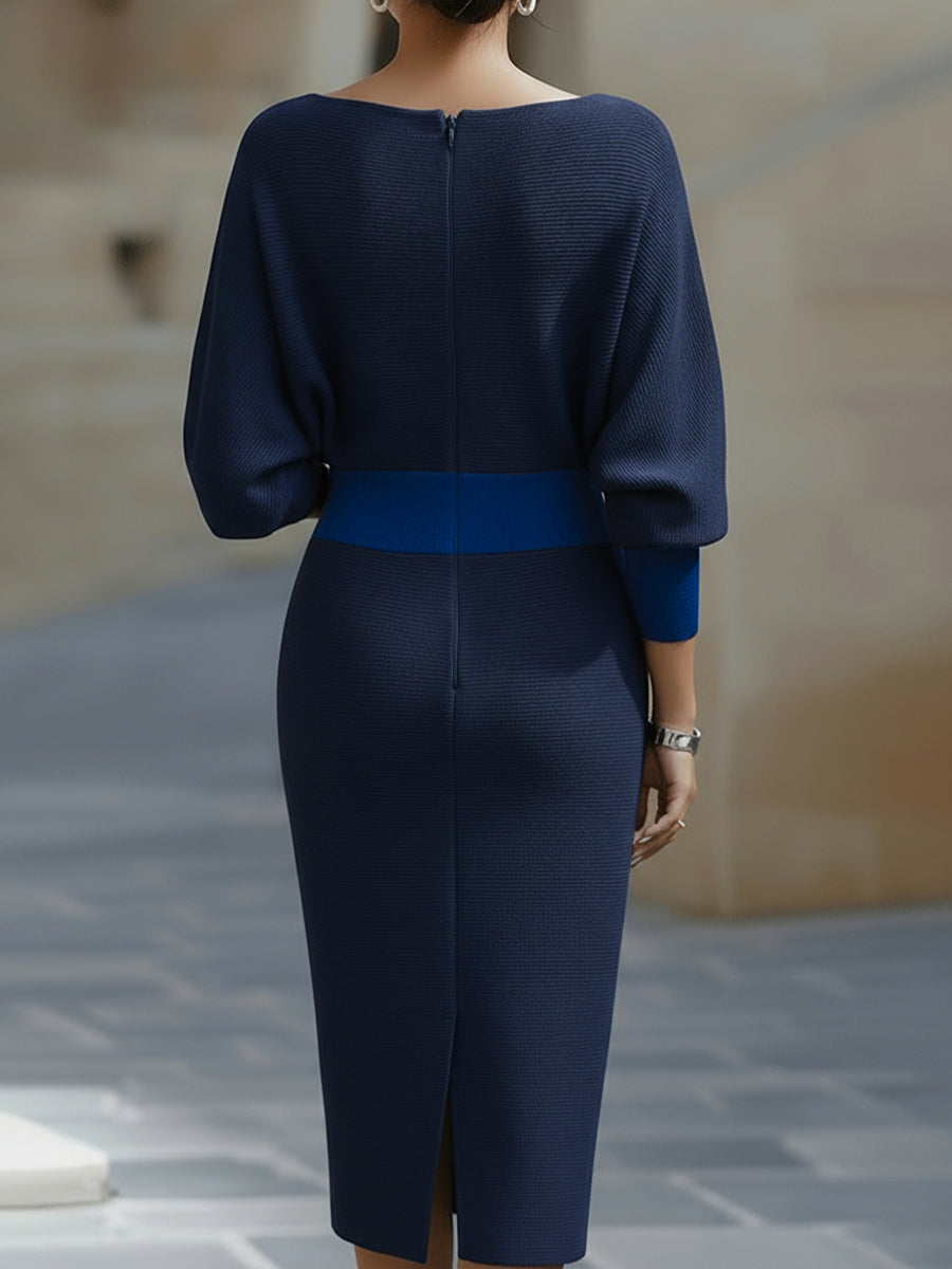 Elegant Draped Batwing Midi Dress for Effortless Everyday Style