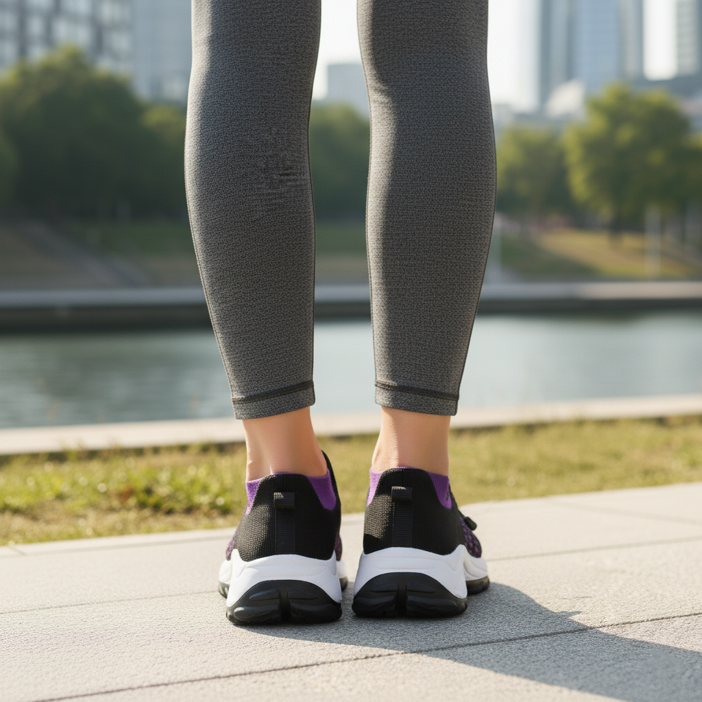 Purple Black Orthopedic Walking Shoes with Arch Support for Women