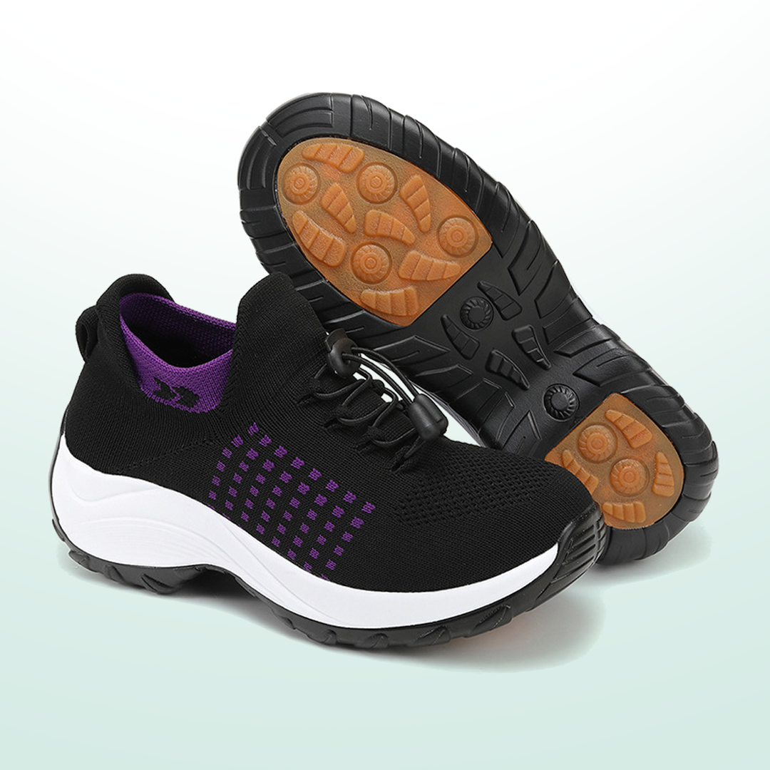 Purple Black Orthopedic Walking Shoes with Arch Support for Women