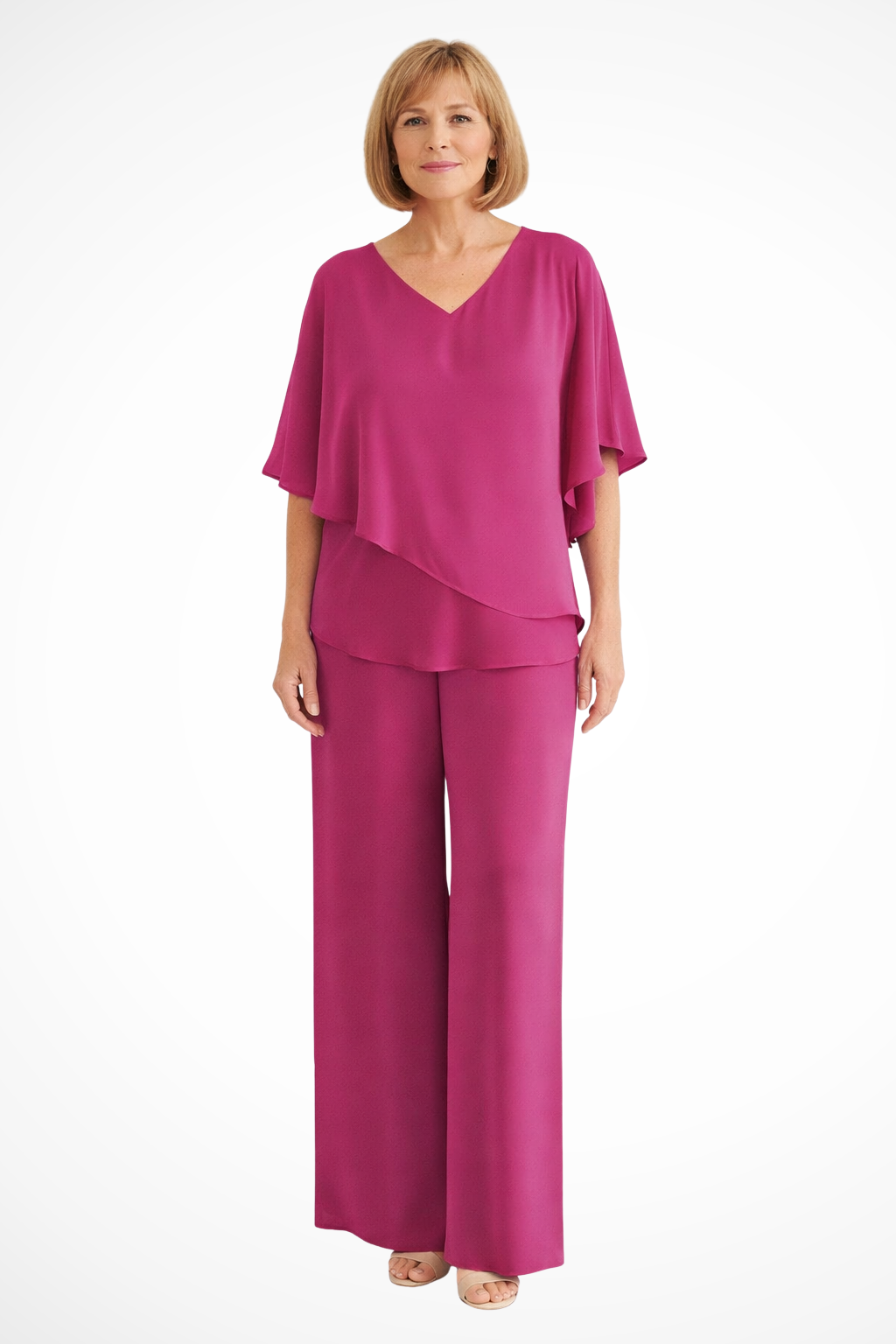 Cobalt Blue Batwing Top & Wide Leg Pants Two-Piece Set