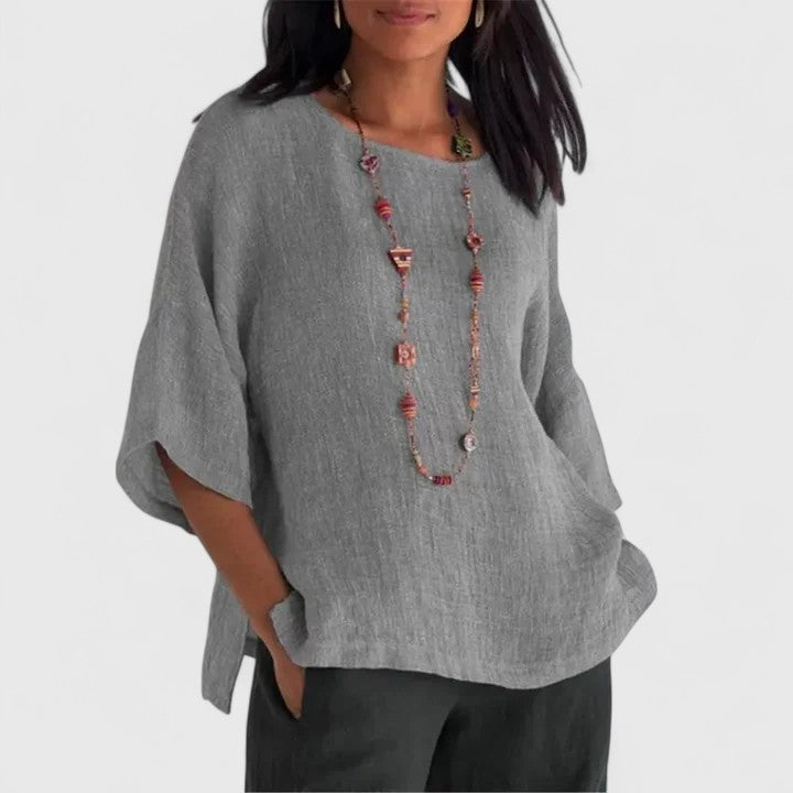 Round Neck 3/4 Sleeve Blouse for Women – Serena